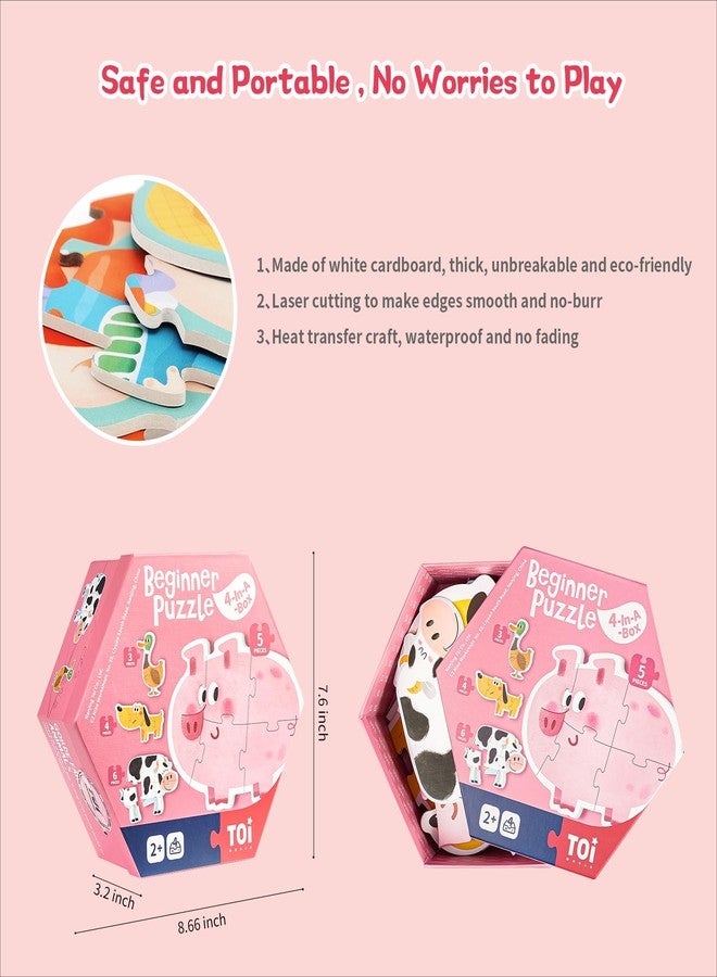 TOI Large Piece Toddler Puzzles for 2-4 Years Old, 4 Packs Beginner Puzzles for Toddlers, Kids Big Shape Preschool Learning Puzzle for Boys Girls Gift, Farm Animals - Image 5